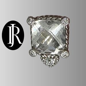 Judith Ripka 925 Sterling Silver 15 TCW CZ Cushion Cut clip on Earrings